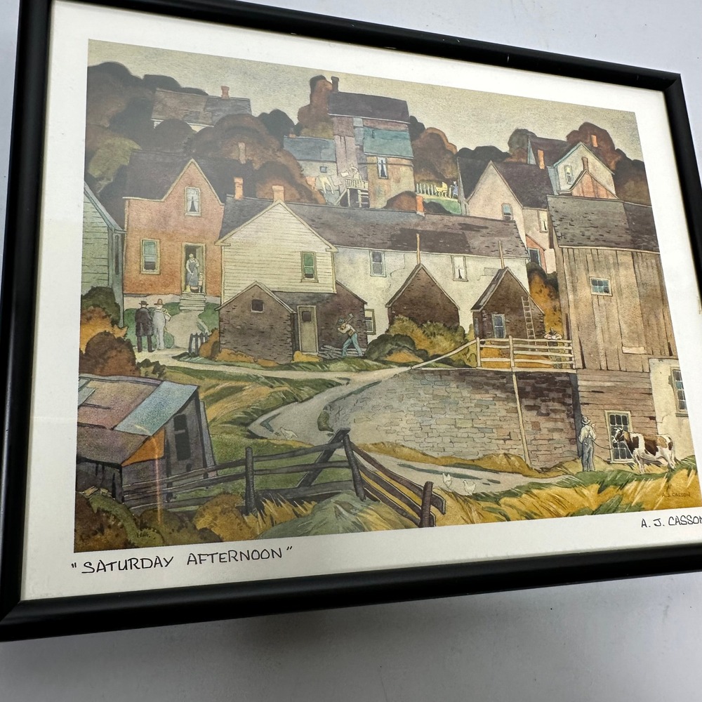 AJ Casson Saturday Afternoon Framed Canadian Masters Art Card Group of Seven 9x7 - Picture 5 of 8